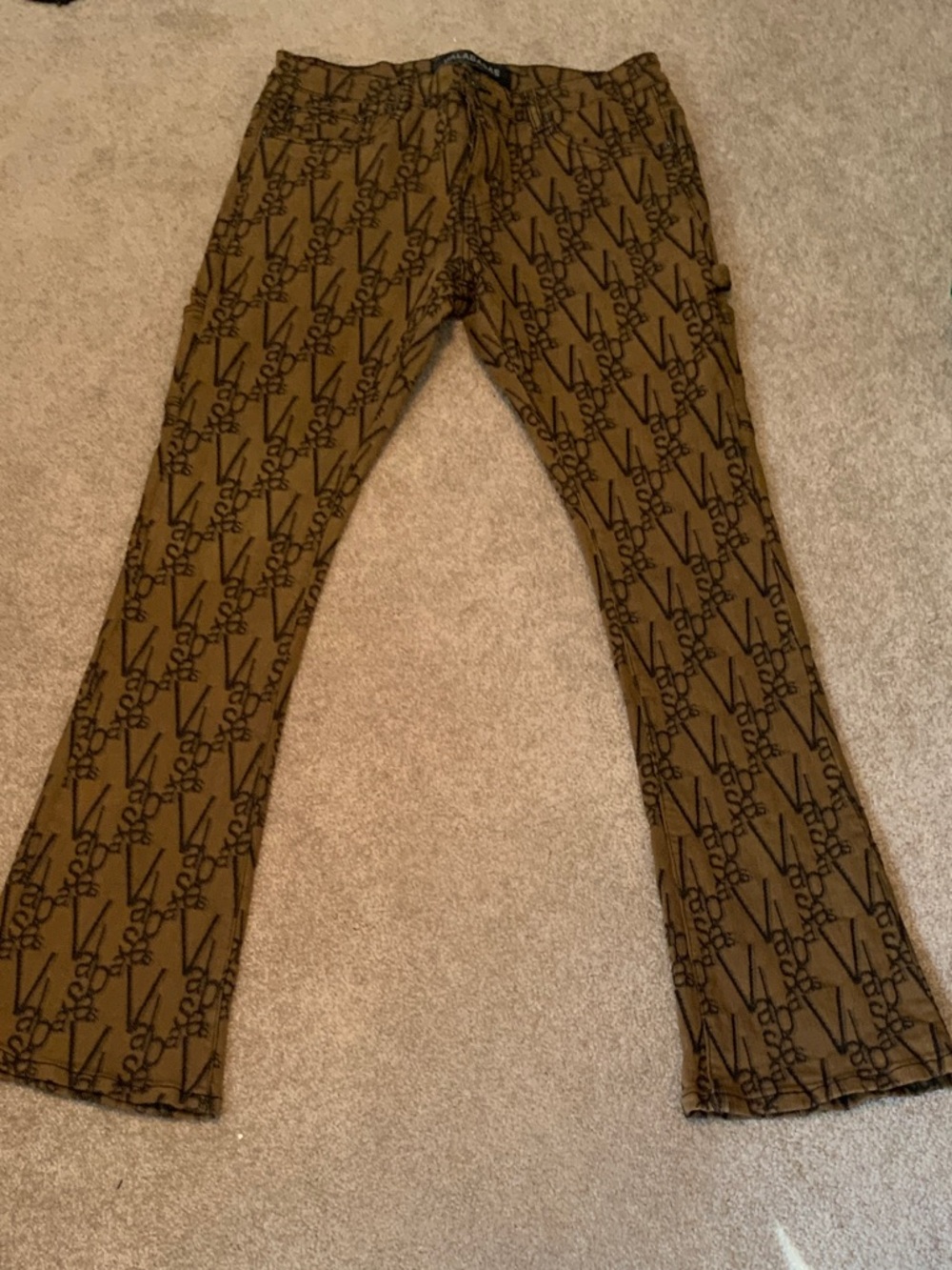 Men's Brown Logo-Print Cargo Pants